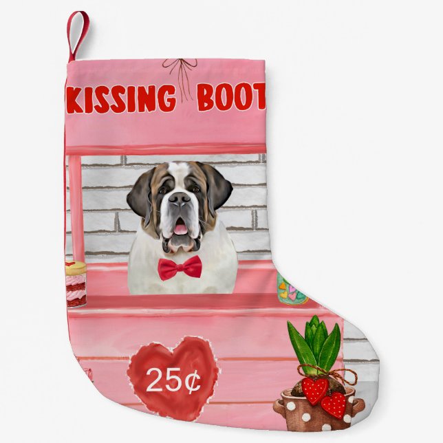 Saint Bernard Hund Valentindagen Kissing Booth Liten Julstrumpa (Framsidan)