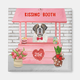 Saint Bernard Hund Valentindagen Kissing Booth Magnet