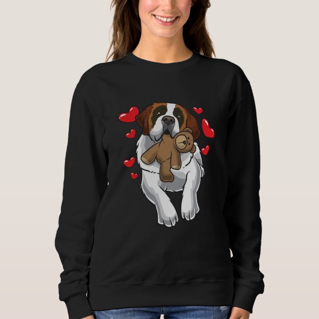 Saint Bernard Hund With Hearts T Shirt (Framsida)