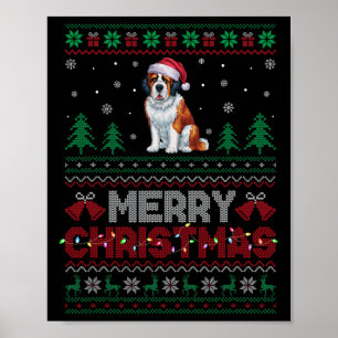 Saint Bernard Hundälskarna Santa Hat Julgran Poster