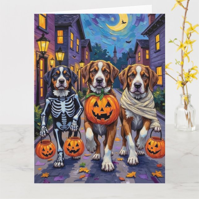 Saint Bernard Hundar i Halloween Kostymer Kort (Gul blomma)