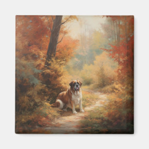 Saint Bernard i Höst löv Fall Inspire Magnet