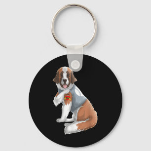 Saint Bernard I Kärlek Mamma Tattoo Hund tröja Fun Nyckelring
