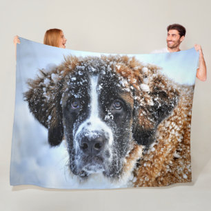 SAINT BERNARD i SNÖ Fleecefilt