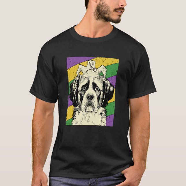 Saint Bernard Jester Mardi Gras Dog Mom or Dad T Shirt (Framsida)