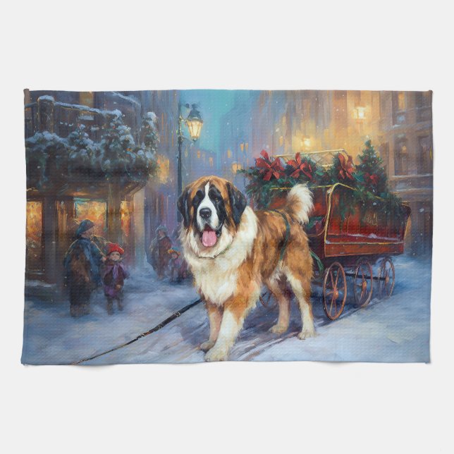 Saint Bernard Jul Festive Season Kökshandduk (Horisontell)