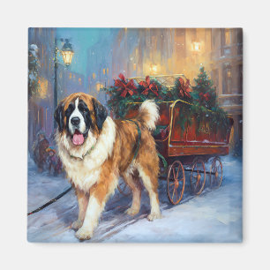 Saint Bernard Jul Festive Season Magnet