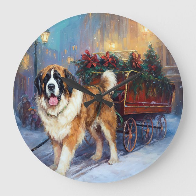 Saint Bernard Jul Festive Season Stor Klocka (Framsida)