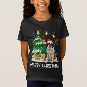 Saint Bernard jul Ljus Träd Santa Julafton Paj T Shirt