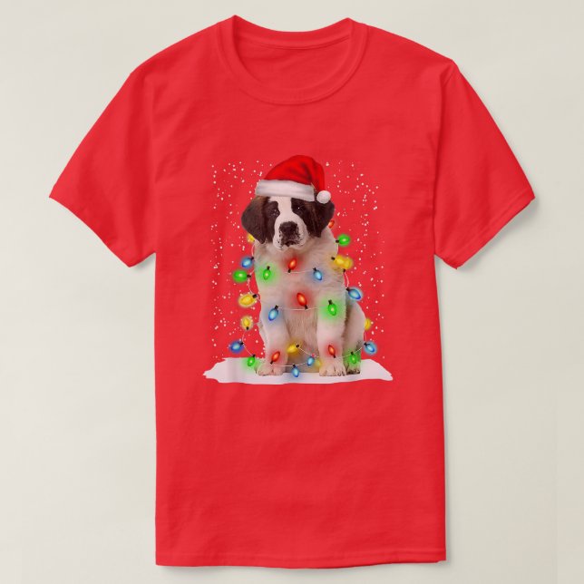 Saint Bernard jul Santa Hat Julafton Färg Light T Shirt (Design framsida)
