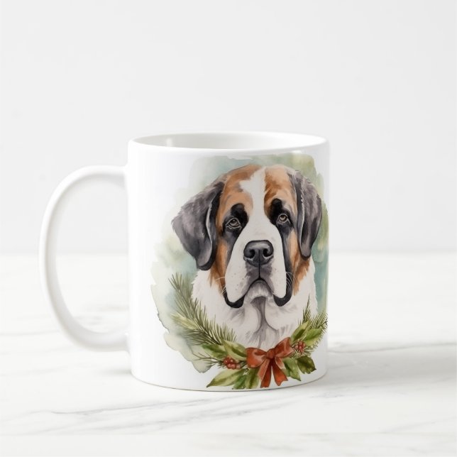 Saint Bernard-julens andningsfläkt Festive-Valp Kaffemugg (Vänster)