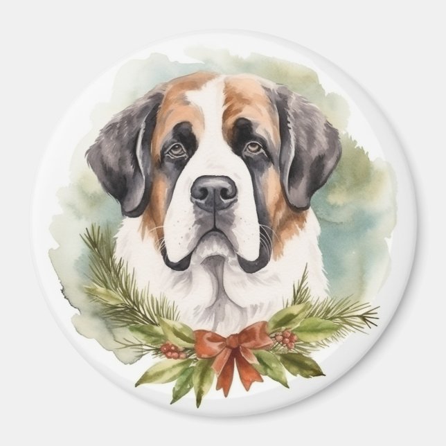Saint Bernard-julens andningsfläkt Festive-Valp Magnet (Framsidan)