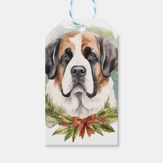 Saint Bernard-julens andningsfläkt Festive-Valp Presentetikett (Framsidan)