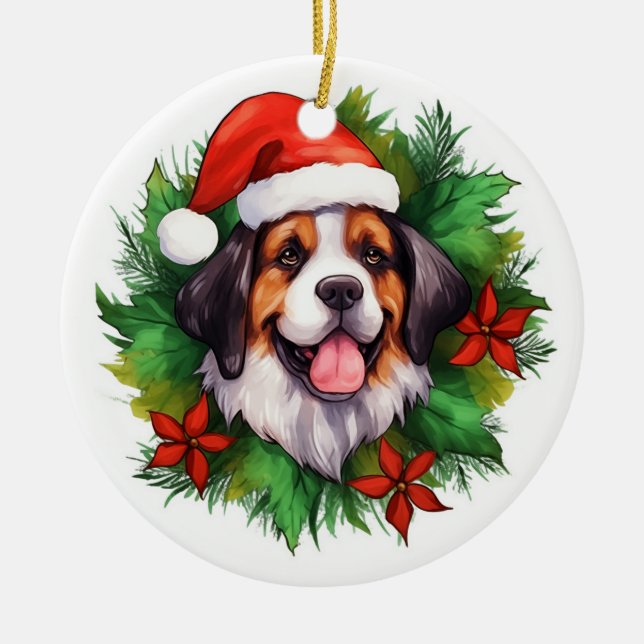 Saint Bernard-julet Julgransprydnad Keramik (Framsidan)
