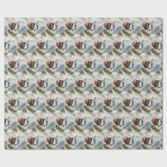 Saint Bernard julfjälls vattenfärgspapper Presentpapper (Platt)