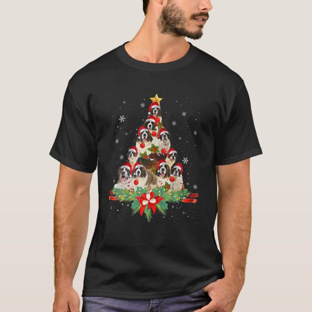 Saint Bernard Julgran Hundägare Gift T Shirt (Framsida)