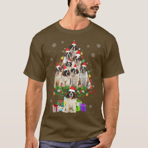 Saint Bernard Julgran Ljus Rolig hund Julafton T Shirt