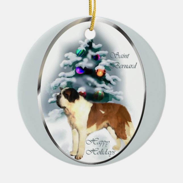 Saint Bernard Julgran Ornaments Julgransprydnad Keramik (Framsidan)
