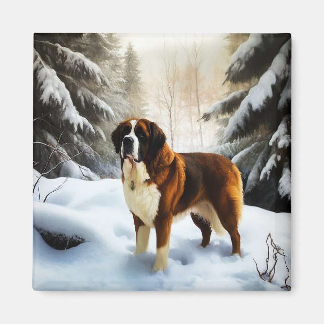 Saint Bernard Låt det snöa jul Magnet (Framsidan)