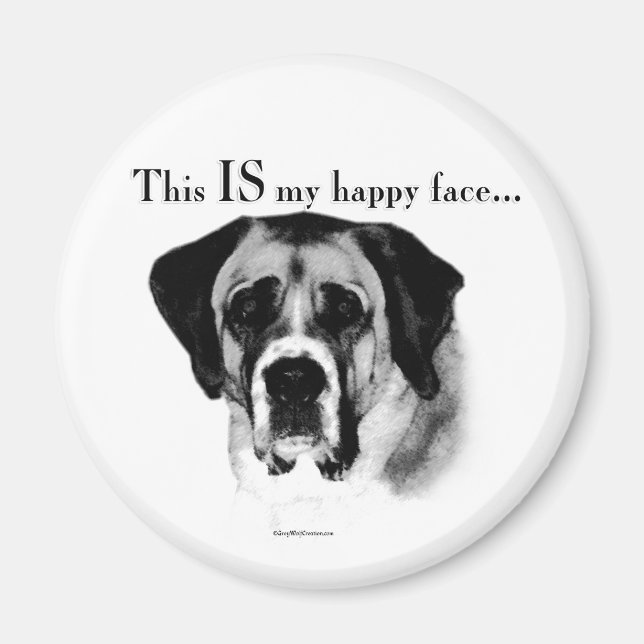 Saint Bernard Lycklig Ansikte Magnet (Framsidan)