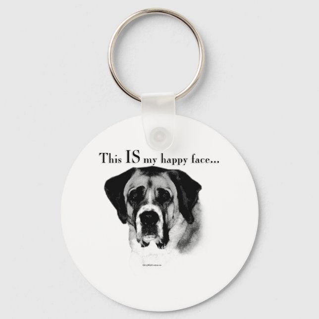 Saint Bernard Lycklig Ansikte Nyckelring (Framsida)