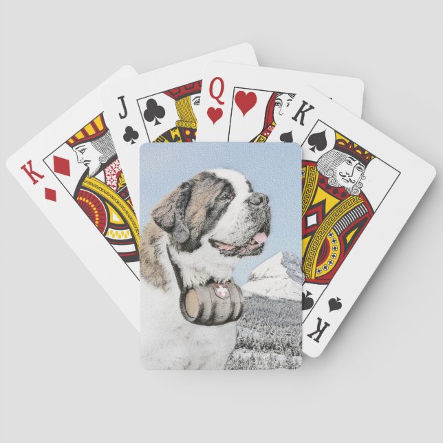 Saint Bernard-målning - Cute Original Hund Art Casinokort (Baksidan)