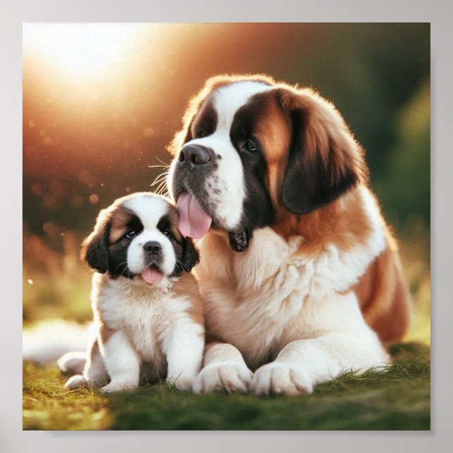 Saint Bernard mamma och hennes marionett Poster (Framsidan)