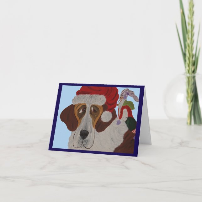 Saint Bernard med en tomte  Kort (Framsida)