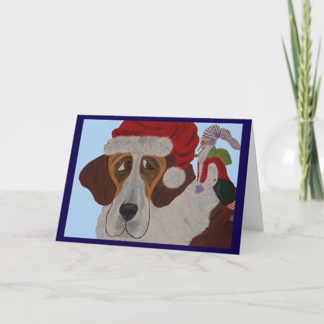 Saint Bernard med en tomte  Kort (Framsida)