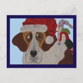 Saint Bernard med en tomte Vykort