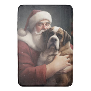 Saint Bernard med Jultomten julafton Badrumsmatta
