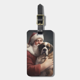Saint Bernard med Jultomten julafton Bagagebricka