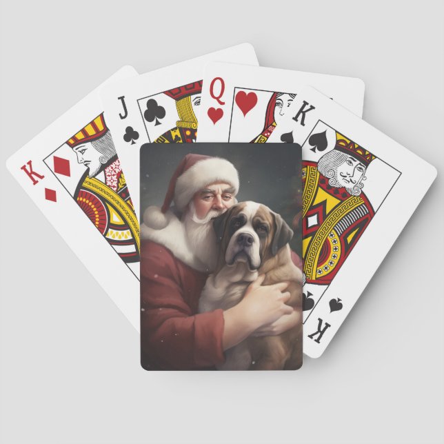 Saint Bernard med Jultomten julafton Casinokort (Baksidan)