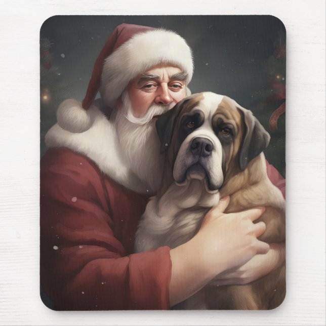 Saint Bernard med Jultomten julafton Musmatta (Framsidan)