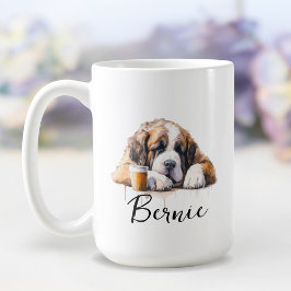 Saint Bernard med kaffe mugg, hund med attityd Kaffemugg