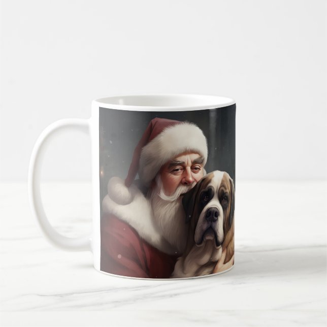 Saint Bernard med Tomte Jul Kaffemugg (Vänster)
