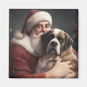 Saint Bernard med Tomte Jul Magnet