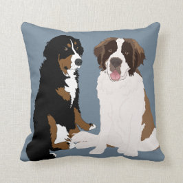Saint Bernard och Bernese Mountain Hund Kudde