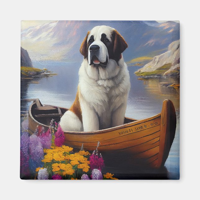 Saint Bernard på paddel: Ett naturskönt äventyr Magnet (Framsidan)