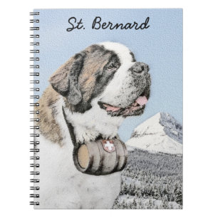 Saint Bernard Painting - Cute Original Hund Art Anteckningsbok