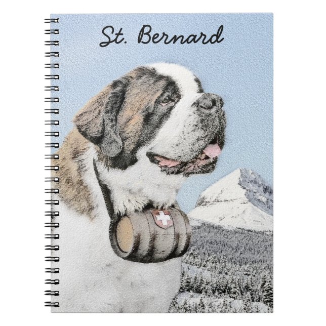 Saint Bernard Painting - Cute Original Hund Art Anteckningsbok (Framsidan)