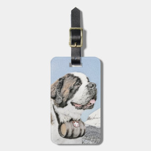 Saint Bernard Painting - Cute Original Hund Art Bagagebricka