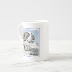 Saint Bernard Painting - Cute Original Hund Art Benporslin Mugg