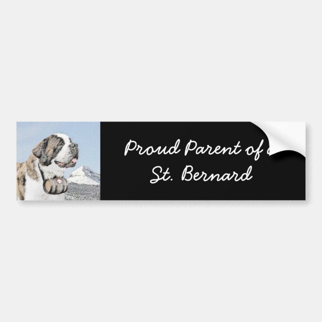 Saint Bernard Painting - Cute Original Hund Art Bildekal (Framsidan)