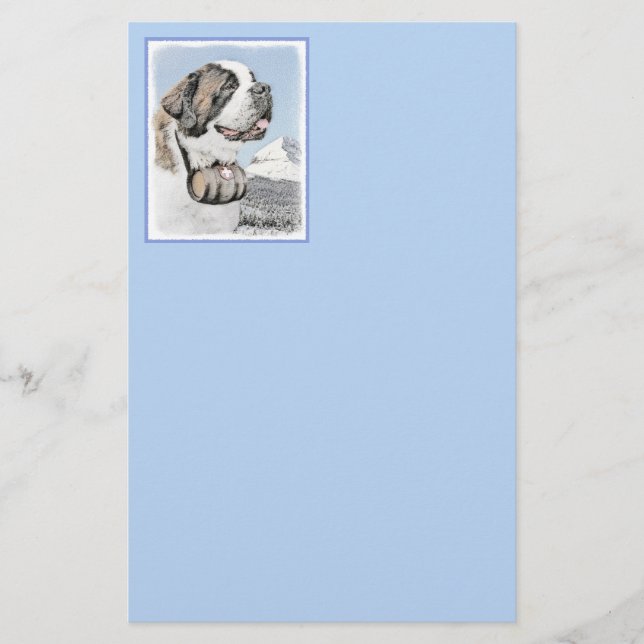 Saint Bernard Painting - Cute Original Hund Art Brevpapper (Framsida)