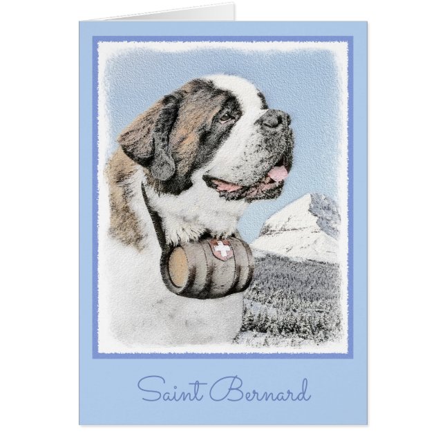 Saint Bernard Painting - Cute Original Hund Art Hälsningskort (Framsidan)