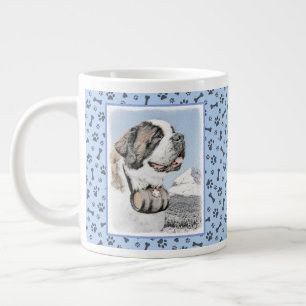Saint Bernard Painting - Cute Original Hund Art Jumbo Mugg