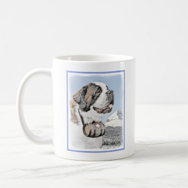 Saint Bernard Painting - Cute Original Hund Art Kaffemugg (Vänster)