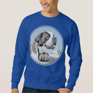 Saint Bernard Painting - Cute Original Hund Art Lång Ärmad Tröja