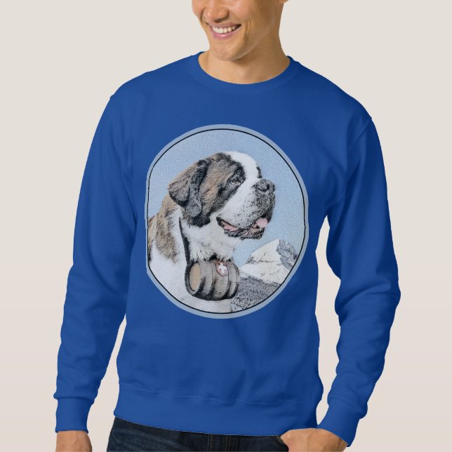 Saint Bernard Painting - Cute Original Hund Art Lång Ärmad Tröja (Framsida)